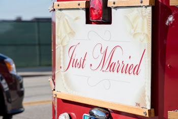 White and Brown Just Married Poster