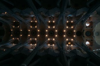 white and brown lighted concrete cathedral ceiling