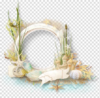 White and brown sea-themed frame, Frames Beach Scrapbooking , sea transparent background PNG clipart