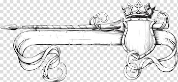 White and gray crown border, Banner , Western style spear and shield banner transparent background PNG clipart
