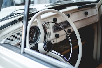 White and Gray Steering Wheel