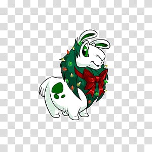 White and green donkey , Christmas Gnorbu transparent background PNG clipart