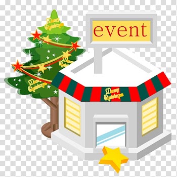 White and green Event building illustration, christmas ornament home, Christmas event store transparent background PNG clipart