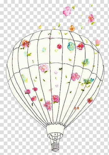 White and multicolored floral hot air balloon illustration, Flight Hot air balloon Illustration, hot air balloon transparent background PNG clipart