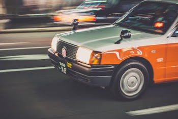 white and orange car
