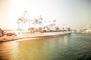 White and Orange Cargo Ship Docking during Daytime