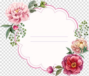 White and pink floral greeting card cover illustration, frame Flower Floral design , Peony flower painted circular border transparent background PNG clipart