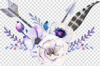 White and pink flowers illustration, Arrow Bohemianism, Elegant Watercolor Bohemian Wind Arrow Flowers transparent background PNG clipart
