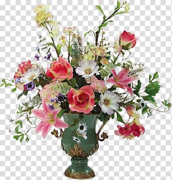 White and pink flowers, Rose Floral design Vase Flower bouquet Cut flowers, Vase with Flowers transparent background PNG clipart