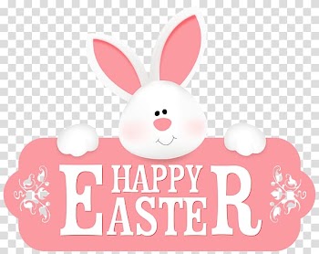 White and pink happy easter illustration, Happy Easter Pink Bunny Banner transparent background PNG clipart