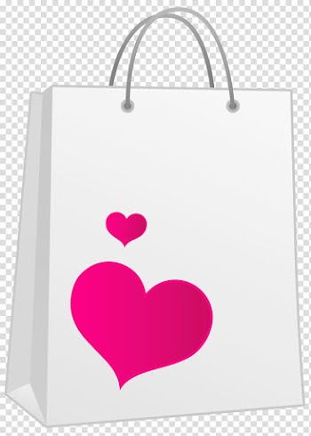 White and pink paper bag illustration, Heart Shopping bag Gift , Valentine Pink Heart Bag transparent background PNG clipart