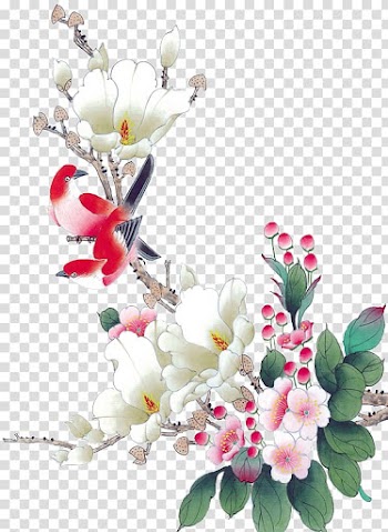 White and pink petaled flowers animated illustration, Chinese painting Watercolor painting Watercolour Flowers Gongbi, painting transparent background PNG clipart
