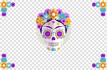 White and pink sugar skull , Calavera Wedding invitation Day of the Dead Public holiday Skull, Effect Skull transparent background PNG clipart