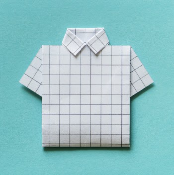 White and Purple Paper Collared Shirt
