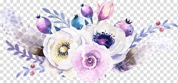 White and purple roses painting, Floral design Flower bouquet Cut flowers Watercolor painting, mother days transparent background PNG clipart
