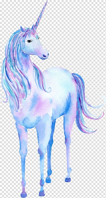 White and purple unicorn , Unicorn Watercolor painting Poster, Unicorn cartoon animal transparent background PNG clipart