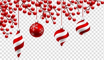 White and red baubles illustration, Christmas decoration Christmas ornament Christmas card , Red Christmas Decoration transparent background PNG clipart