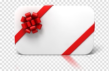 White and red card with red ribbon wra, Gift card Credit card Christmas Online shopping, card transparent background PNG clipart