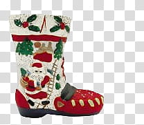 White and red Christmas graphic boot transparent background PNG clipart