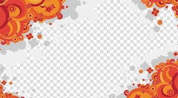 White and red floral frame, Orange line pattern transparent background PNG clipart