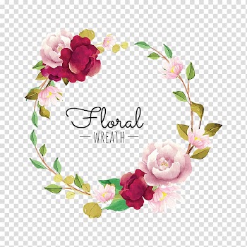 White and red floral wreath illustration, Flower Wreath Euclidean , flower wreath transparent background PNG clipart