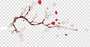 White and red flowering branch illustration, Mooncake Mid-Autumn Festival Change Traditional Chinese holidays u5ae6u5a25u5954u6708, Painted peach branches transparent background PNG clipart