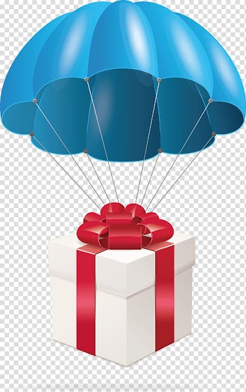 White and red gift box , Parachute Gift illustration , parachute transparent background PNG clipart