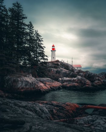 White and Red Lighthouse on a Rock by the Sea · Free Stock Photo