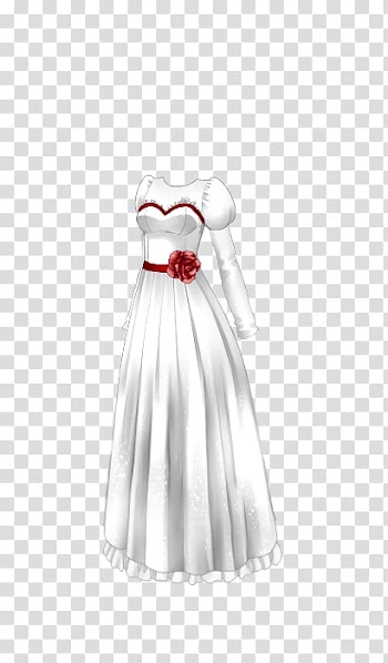 White and red long-sleeved crew-neck dress illustration transparent background PNG clipart