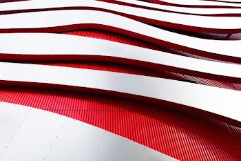 white and red metal frame