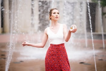 White and Red Sleeveless Dress