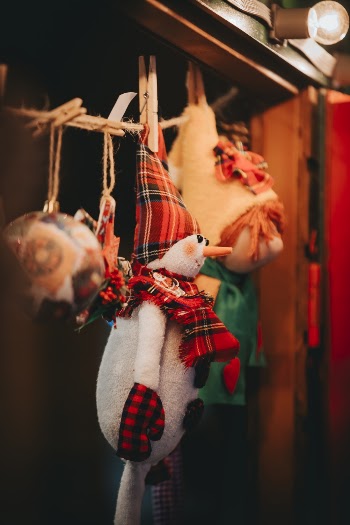 White and Red Snowman Plush Toy Hanging