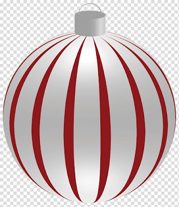 White and red striped hanging ball, Christmas ornament , Striped Christmas Ball with Ornaments transparent background PNG clipart
