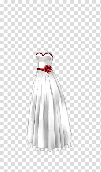 White and red sweetheart-neckline strapless dress illustration transparent background PNG clipart