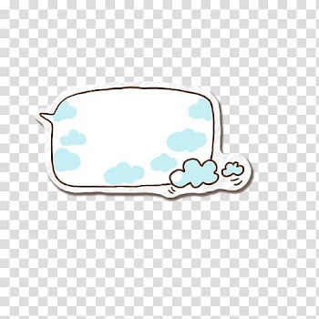 White and teal cloud border, Cartoon Speech balloon Comics, White dialog box with blue clouds transparent background PNG clipart