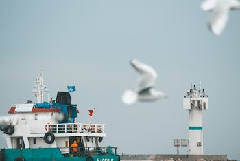 White and Teal Ship