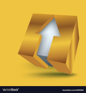 white arrows in gold cubes