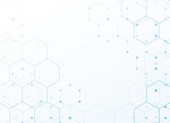 White background with blue tech hexagon Free Vector
