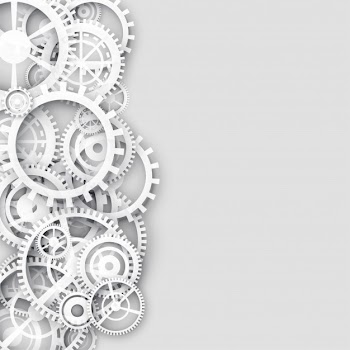 White background with gears and text space Free Vector