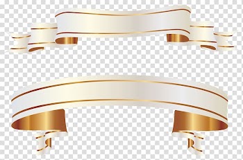 , White Banners , gold ribbon scroll transparent background PNG clipart