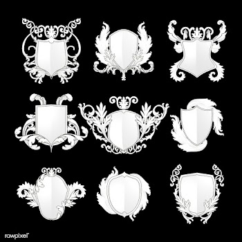 White Baroque shield elements vector set | Free stock vector - 535391