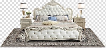 White bed between two gray wooden nightstands, Bed frame Nightstand Table Bedroom, Continental Bed transparent background PNG clipart
