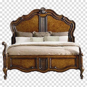 White bed sheet and brown bed frame, Table Bed Furniture, Continental Bed transparent background PNG clipart