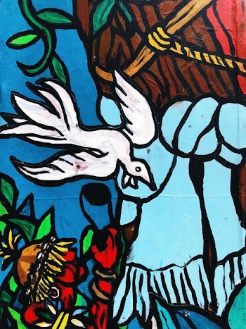white bird mural