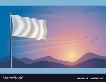 white blank flag in the morning sun