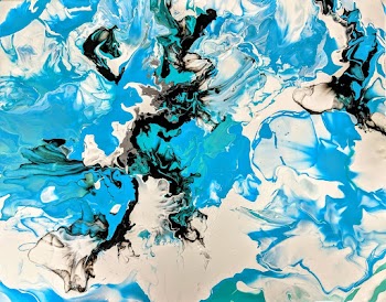 White, Blue, and Black Abstract Wallpaper