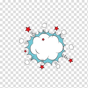 White, blue, and red explosion smoke , Cartoon hand painted explosion cloud border transparent background PNG clipart