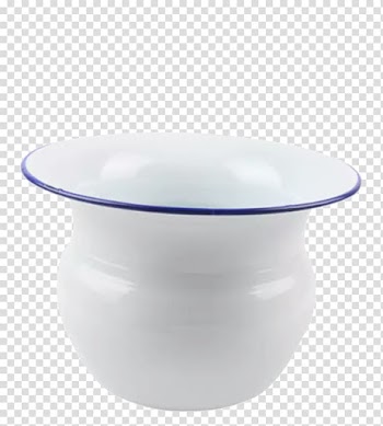 White Blue Spittoon, Blue edge White spittoon transparent background PNG clipart