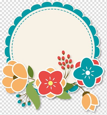 White, blue, yellow, and red floral boarder, Paper Flower Label Blossom, Cute Flower Label transparent background PNG clipart