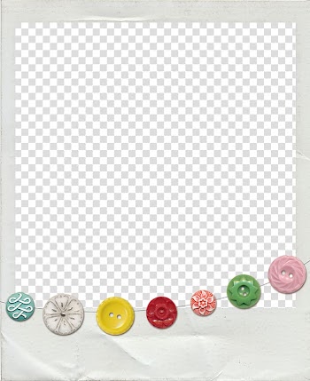 White boarder frame with buttons accent, Button Digital scrapbooking, Simple frame decorative buttons transparent background PNG clipart